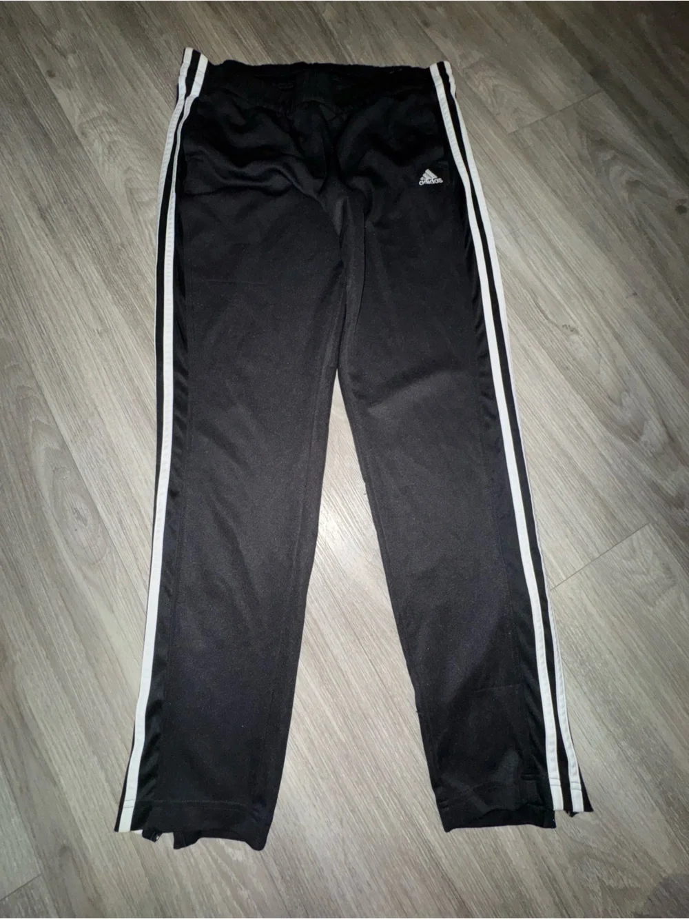 adidas Black Track Pants with White Side Stripes